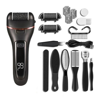 Electric Callus Remover Rechargeable Foot File Grinder Pedicure Machine with 3 Quartz Heads