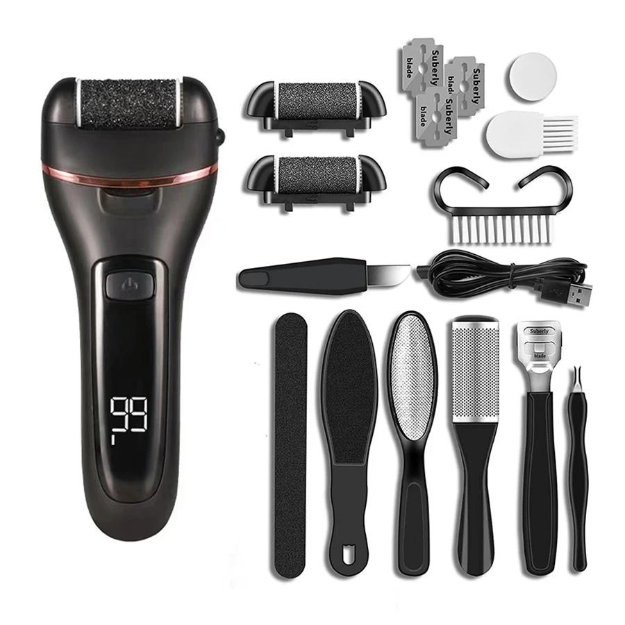 Electric Callus Remover Rechargeable Foot File Grinder Pedicure Machine With 3 Quartz Heads 1