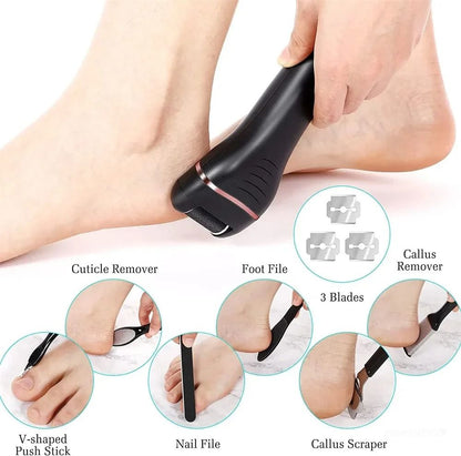 Electric Callus Remover Rechargeable Foot File Grinder Pedicure Machine With 3 Quartz Heads 6
