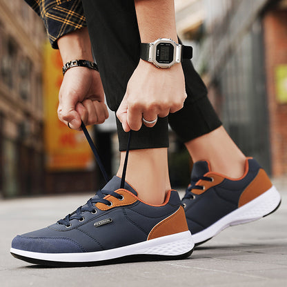 New Balan Men Leather Shoes, Stylish Sport Sneakers for Men, Breathable Non-Slip Shoes, Trend Holiday Footwear for Male