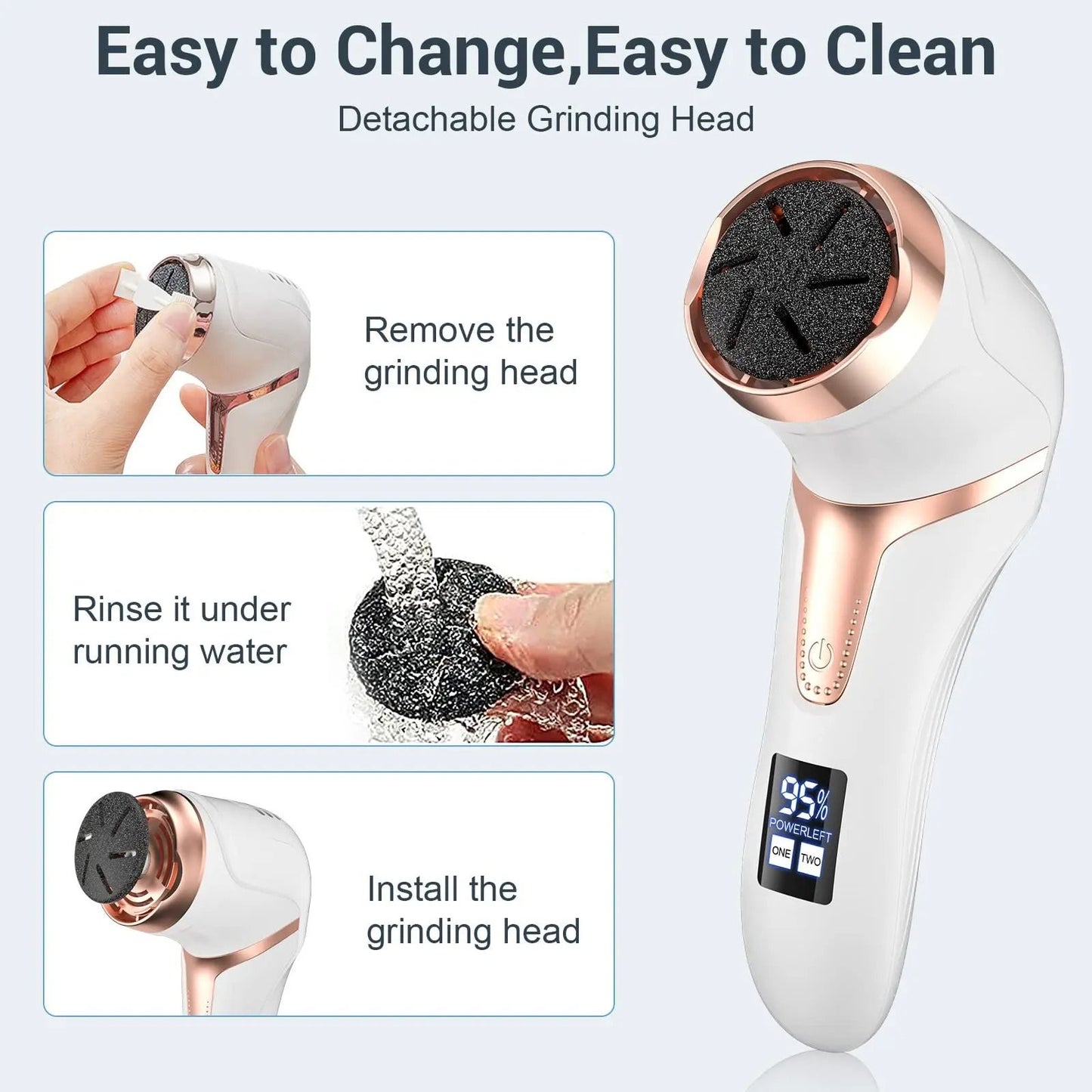 Electric Pedicure Callus Remover Foot Grinder With Vacuum And Rechargeable Battery 3