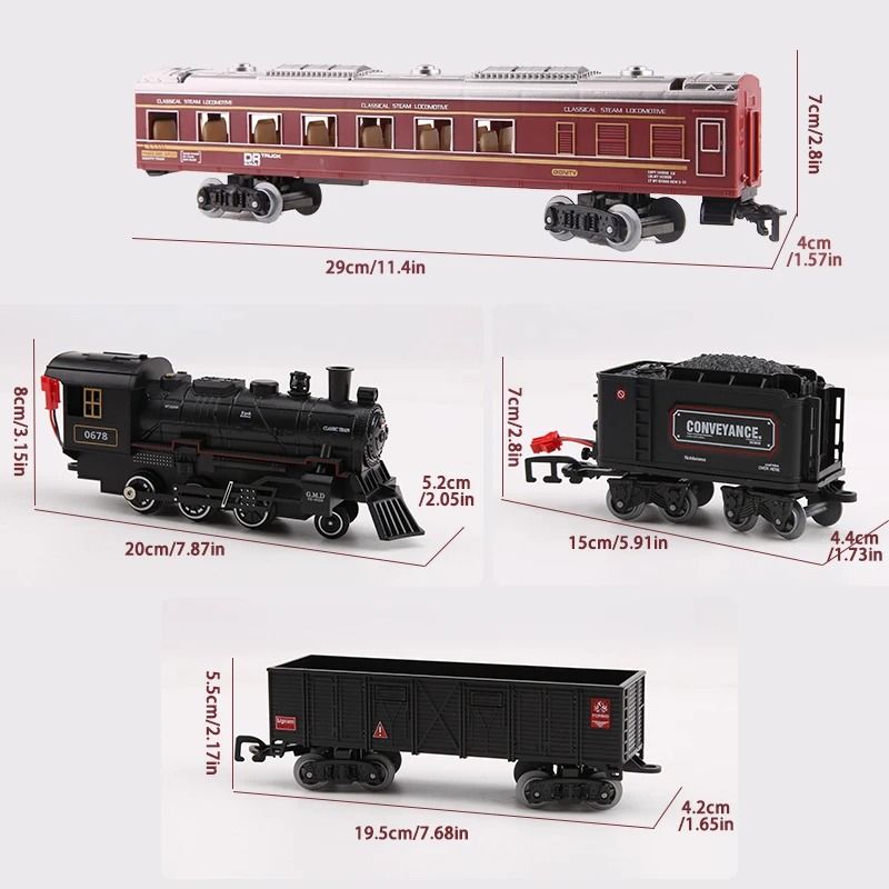Electric Railway Train Set With Steam Locomotive Smoke Light And Sound 2