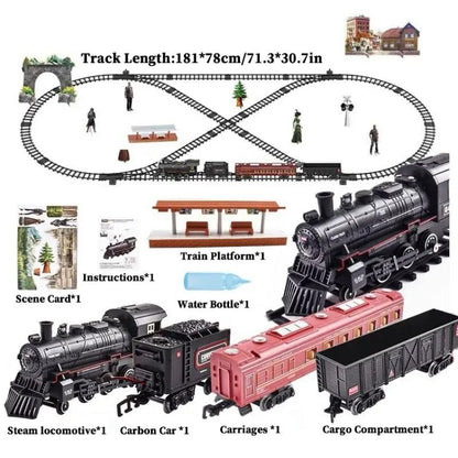 Electric Railway Train Set With Steam Locomotive Smoke Light And Sound 7