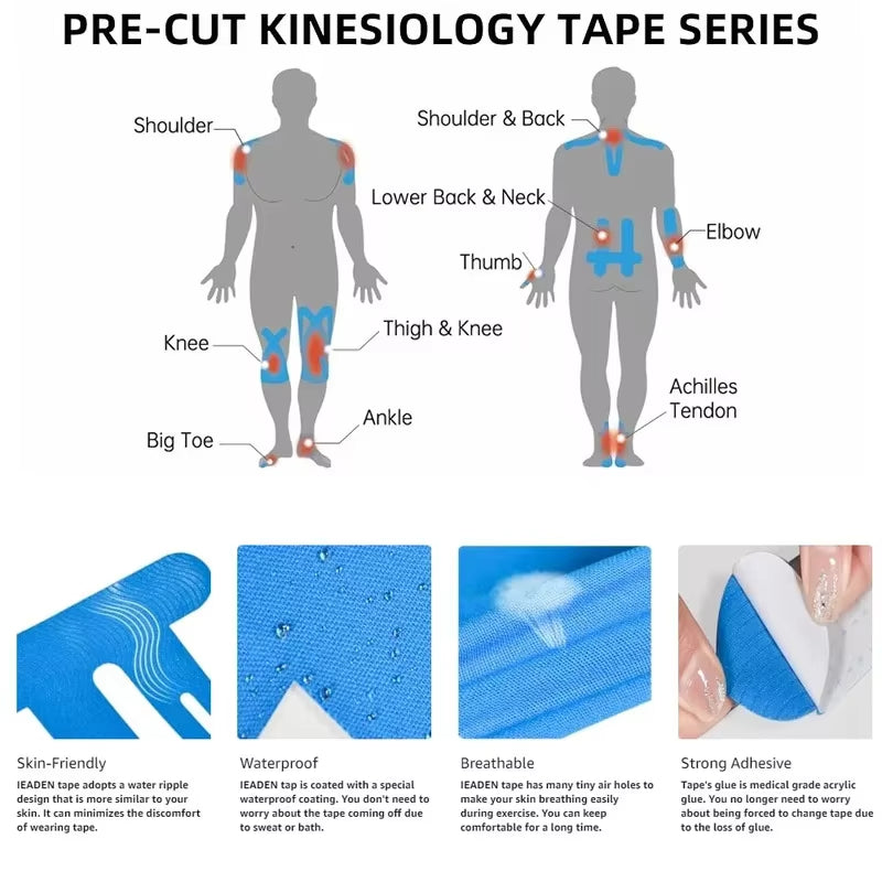 10PCS Breathable Knee Tape for Running, Waterproof Elastic Athletic Support Stability