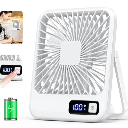 Portable USB Rechargeable Desktop Fan 5 Speed With Power Display 6