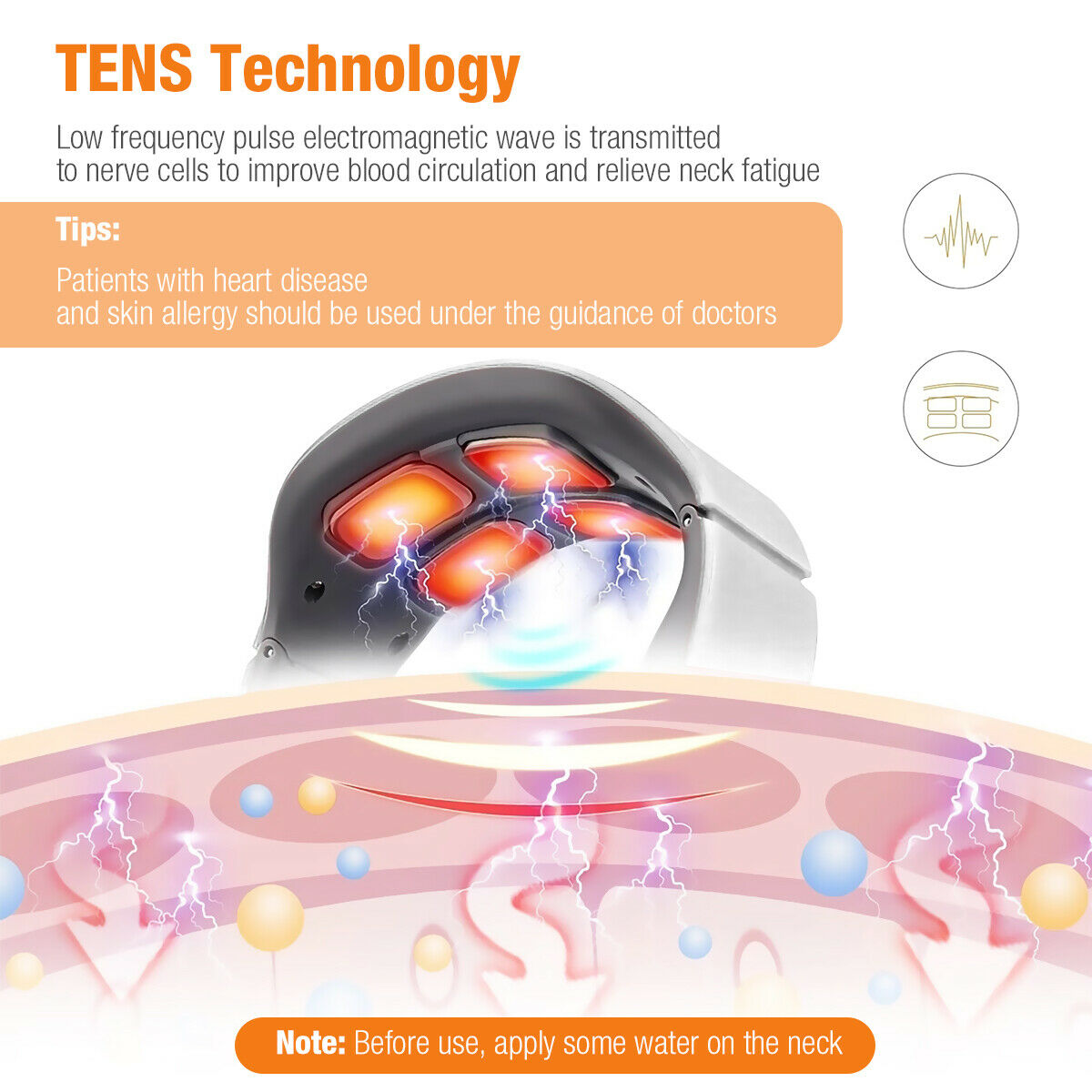 Magnetic Pulse 4-Head Kneading Electric Neck Shoulder Massager, Heating Cervical Vertebra Relax Pain Relief Massage