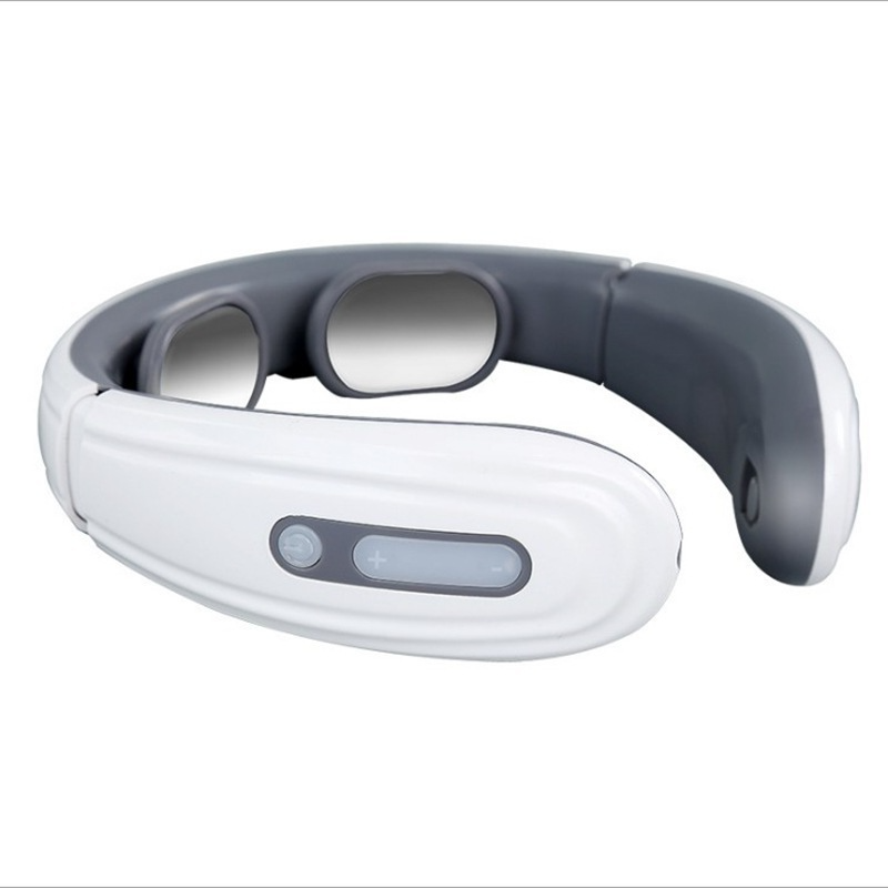 Magnetic Pulse 4-Head Kneading Electric Neck Shoulder Massager, Heating Cervical Vertebra Relax Pain Relief Massage