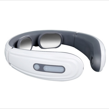 Magnetic Pulse 4-Head Kneading Electric Neck Shoulder Massager, Heating Cervical Vertebra Relax Pain Relief Massage