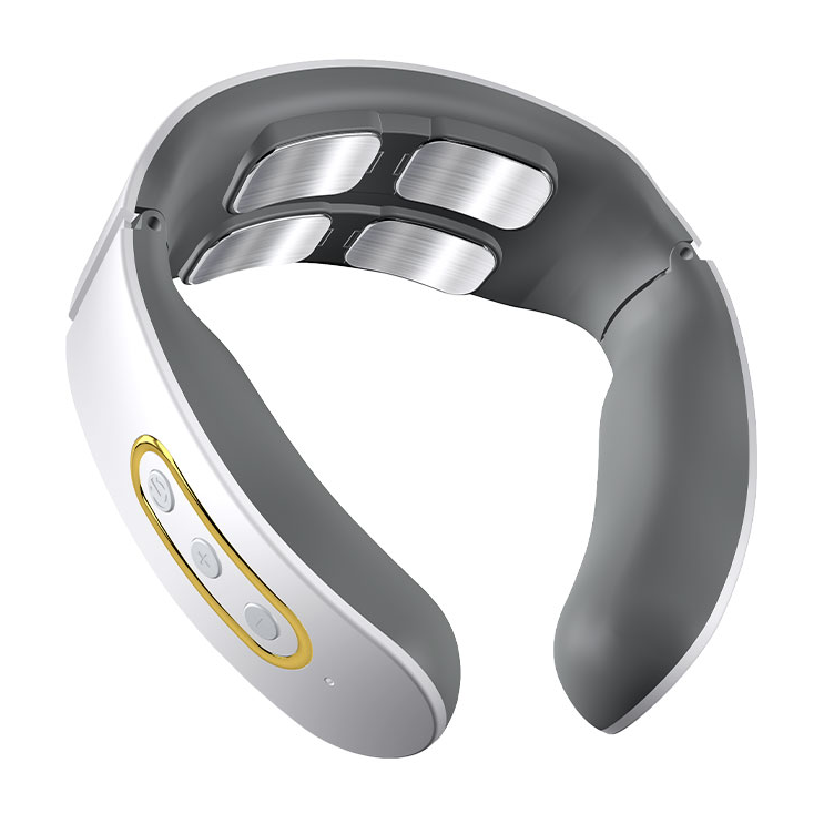 Magnetic Pulse 4-Head Kneading Electric Neck Shoulder Massager, Heating Cervical Vertebra Relax Pain Relief Massage