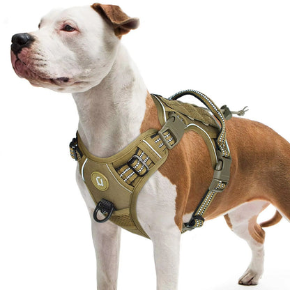 Tactical No Pull Dog Harness – Adjustable MOLLE Vest with Reflective Straps for Medium & Large Dogs