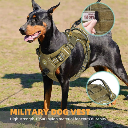 Tactical No Pull Dog Harness  Adjustable MOLLE Vest With Reflective Straps For Medium  Large Dogs 3