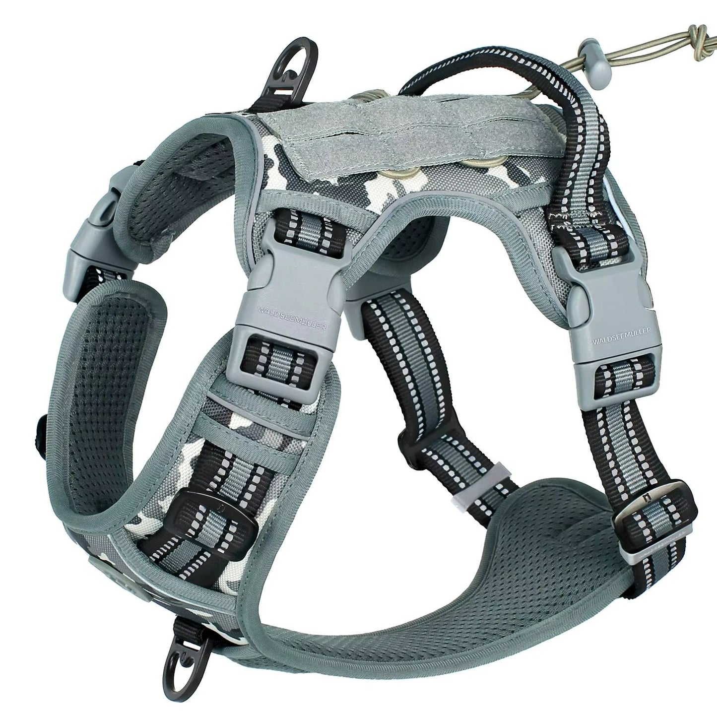 Tactical No Pull Dog Harness  Adjustable MOLLE Vest With Reflective Straps For Medium  Large Dogs 6