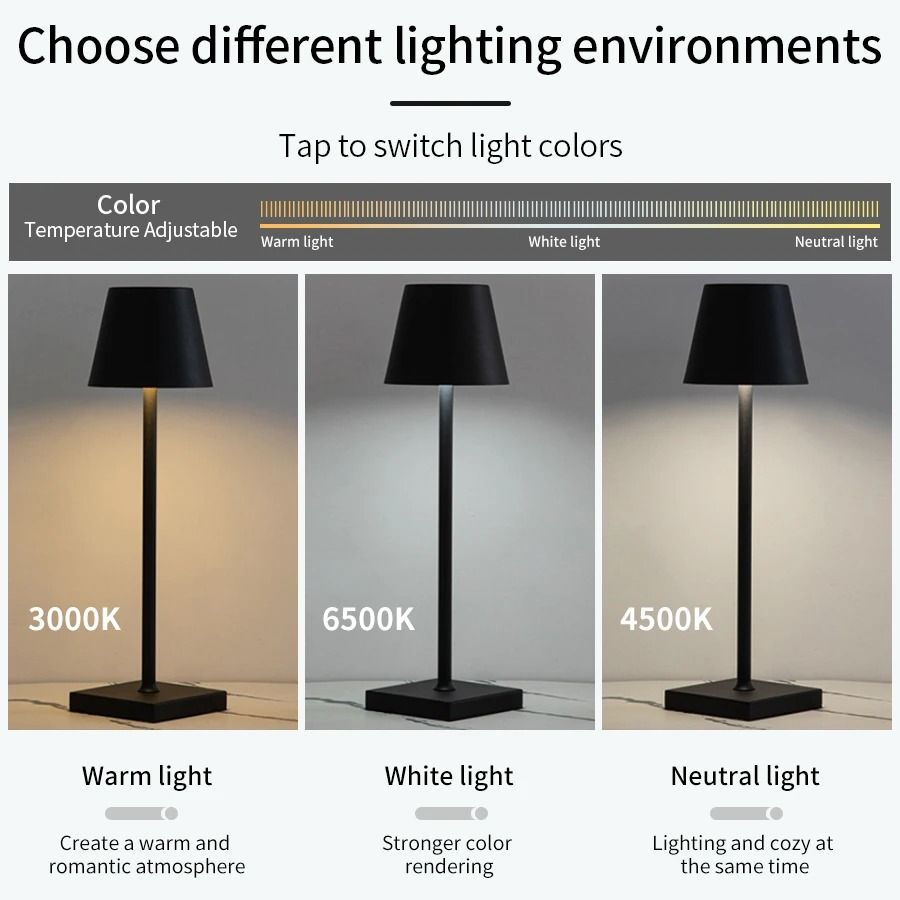 Wireless USB Rechargeable LED Desk Lamp With Touch Control 3
