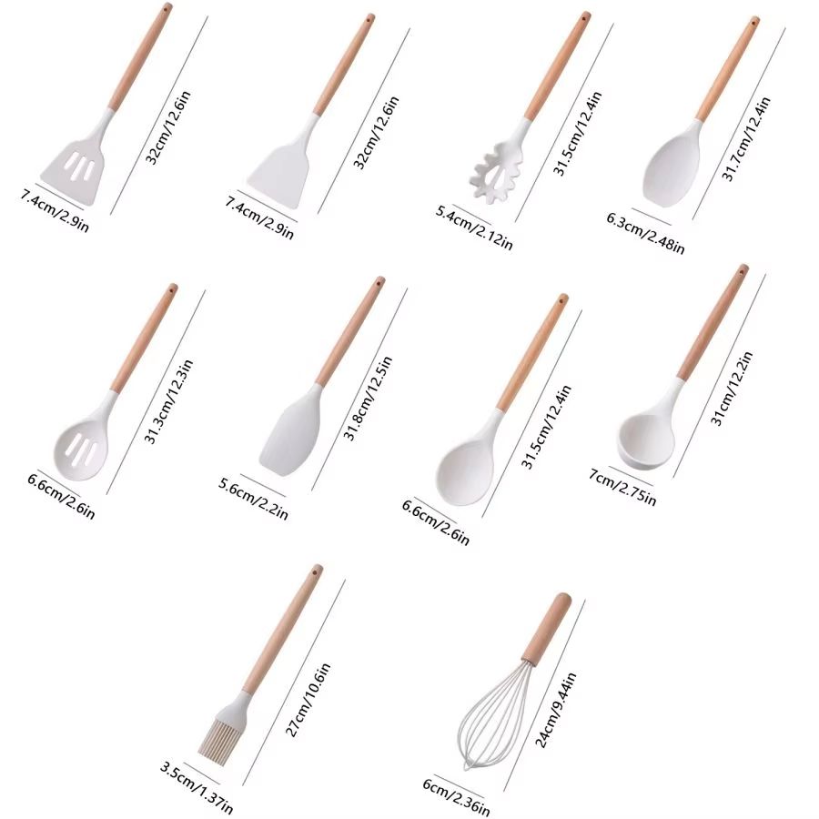 19Piece Food Grade Silicone Kitchenware Set  Cooking Utensils Cutting Board  Knives Combo 1