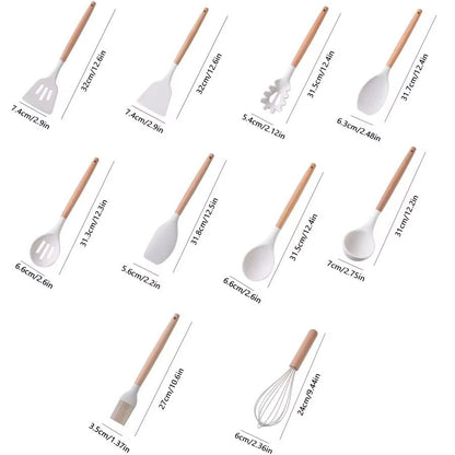 19Piece Food Grade Silicone Kitchenware Set  Cooking Utensils Cutting Board  Knives Combo 1