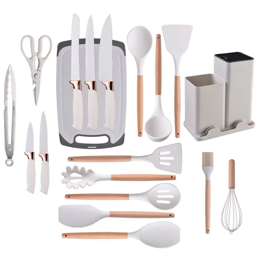 19Piece Food Grade Silicone Kitchenware Set  Cooking Utensils Cutting Board  Knives Combo 3