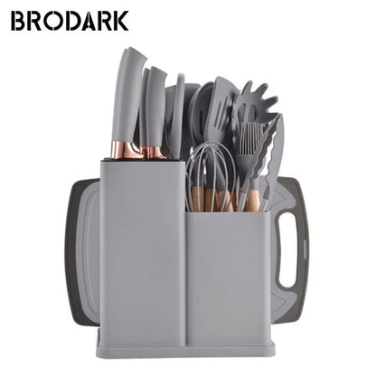 19Piece Food Grade Silicone Kitchenware Set  Cooking Utensils Cutting Board  Knives Combo 6