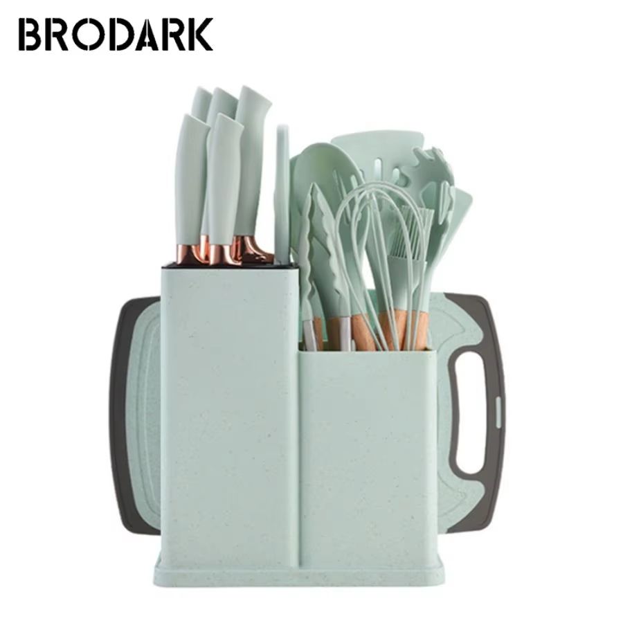 19Piece Food Grade Silicone Kitchenware Set  Cooking Utensils Cutting Board  Knives Combo 8