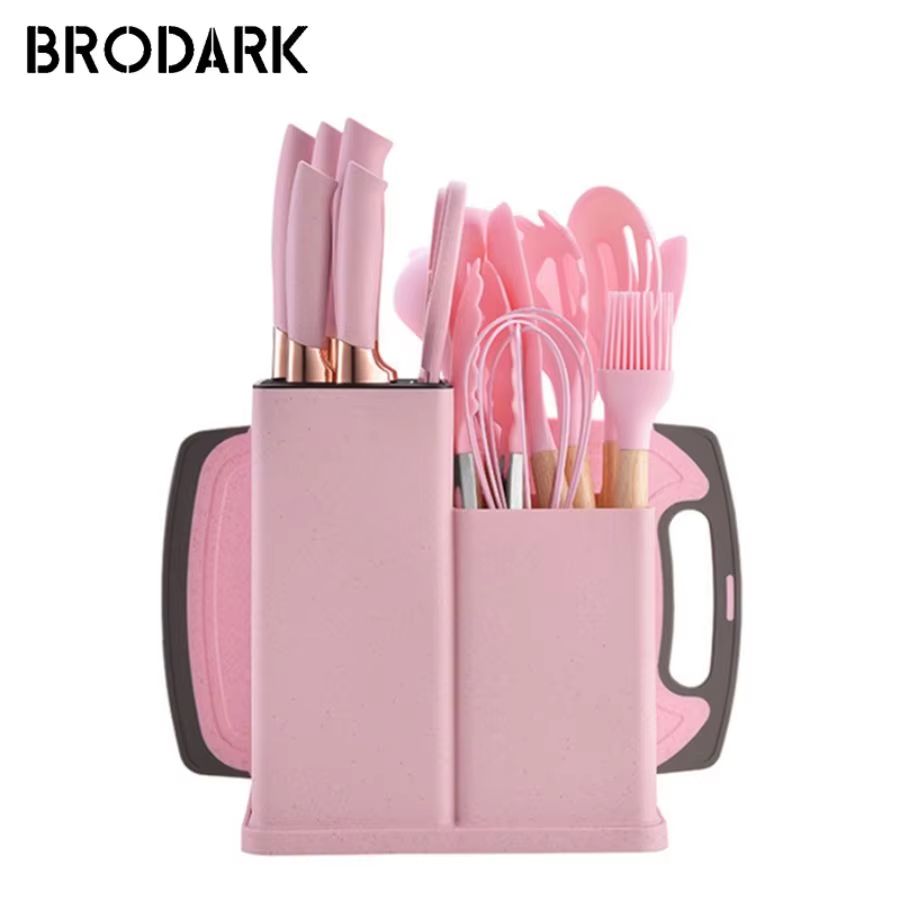19Piece Food Grade Silicone Kitchenware Set  Cooking Utensils Cutting Board  Knives Combo 7