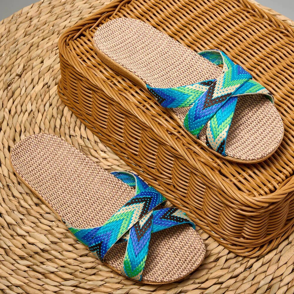 Lightweight Linen Indoor Slippers Women Home Shoes For Couples Soft Breathable House Slippers Comfo 3