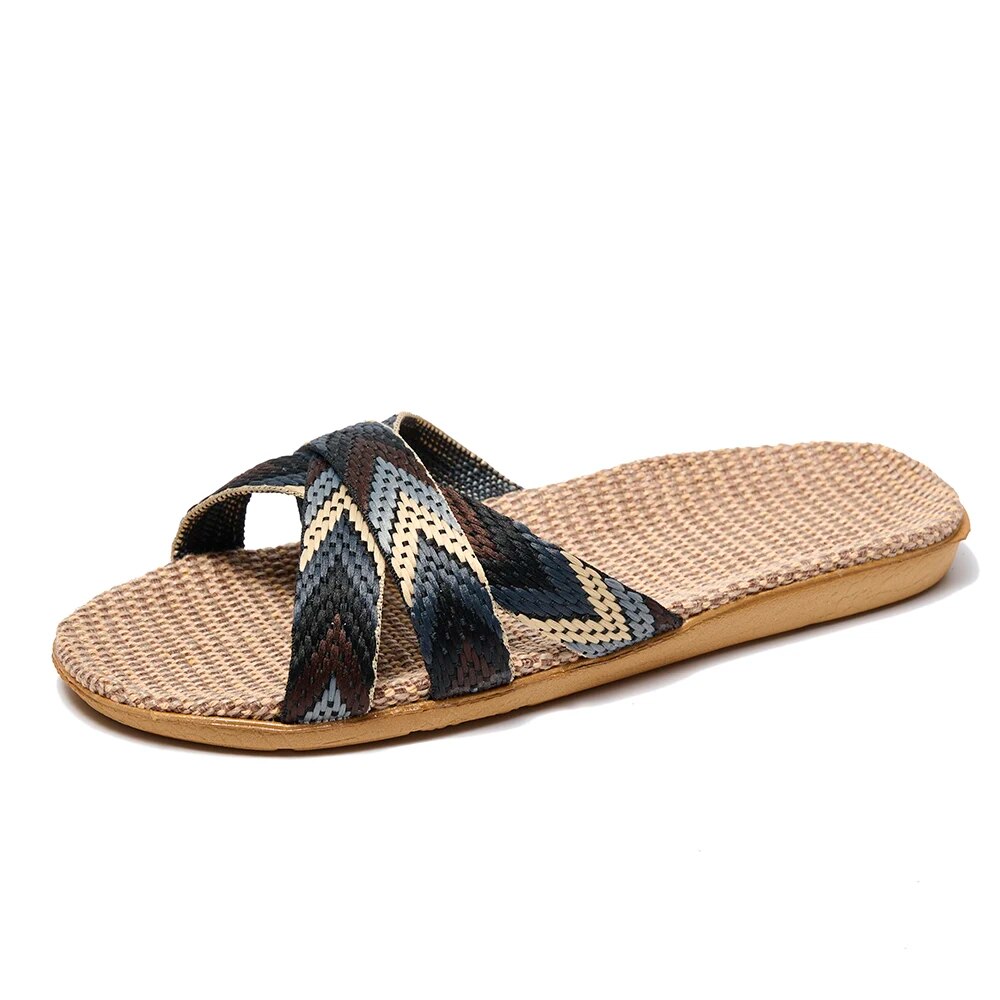 Lightweight Linen Indoor Slippers Women Home Shoes For Couples Soft Breathable House Slippers Comfo 5