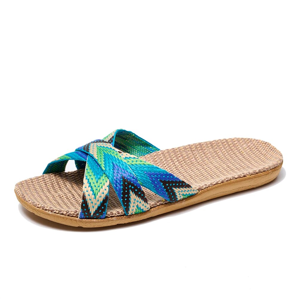 Lightweight Linen Indoor Slippers Women Home Shoes For Couples Soft Breathable House Slippers Comfo 7