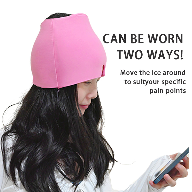 Cold Compress Therapy Cap Ice Head Wrap Pack, Gel Ice Migraine Relief Hat, Eye Mask for Pressure and Pain Relief