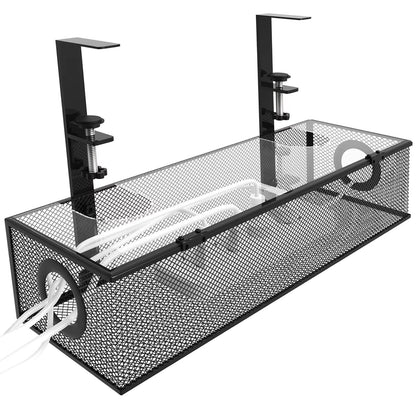 Under Desk Cable Management Tray – Clamp Mount Wire Organizer Box for Home & Office