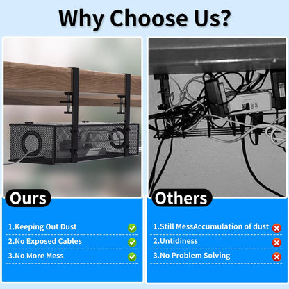 Under Desk Cable Management Tray  Clamp Mount Wire Organizer Box For Home  Office 1