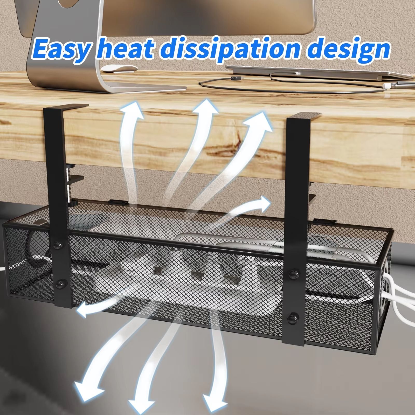 Under Desk Cable Management Tray  Clamp Mount Wire Organizer Box For Home  Office 5