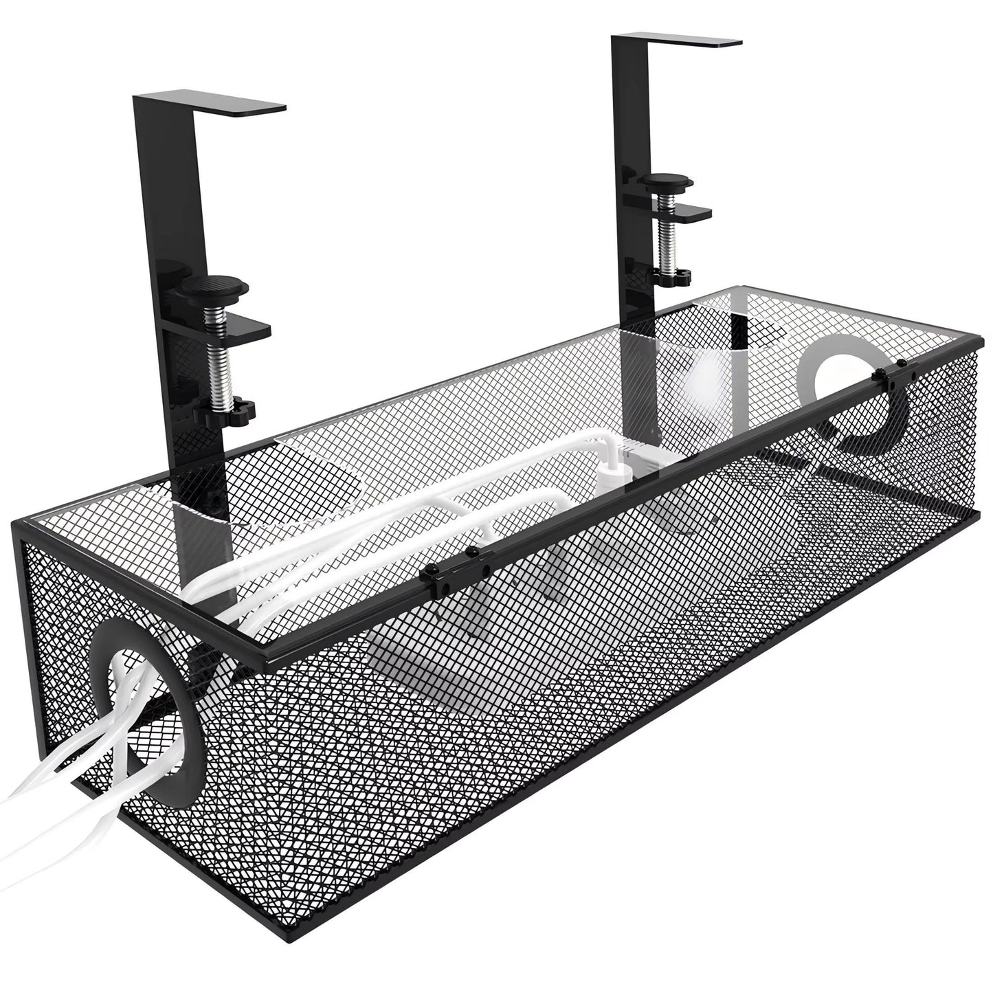 Under Desk Cable Management Tray  Clamp Mount Wire Organizer Box For Home  Office 7