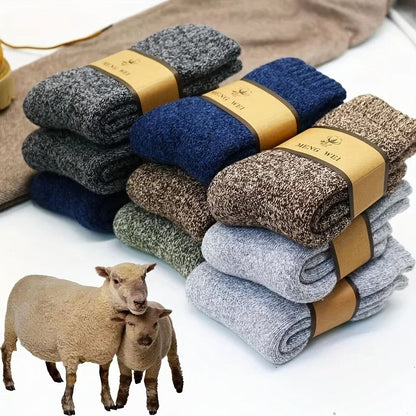 Set of Three Thick Warm Winter Socks for Men Mid Calf