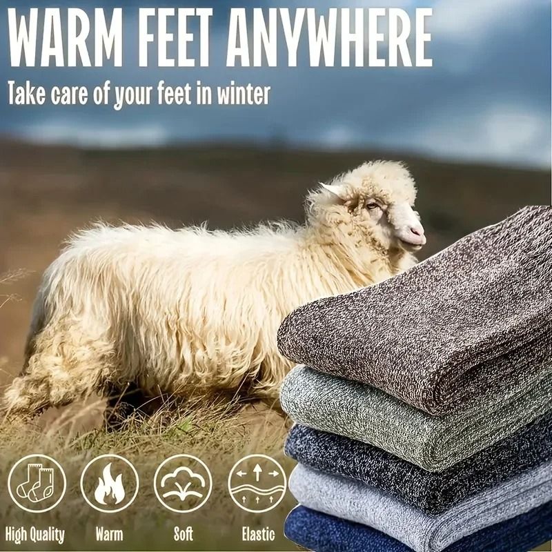 Set Of Three Thick Warm Winter Socks For Men Mid Calf 1