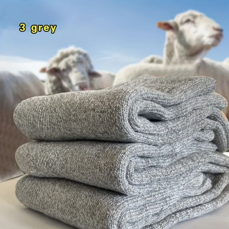 Set Of Three Thick Warm Winter Socks For Men Mid Calf 2