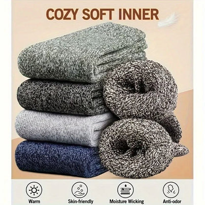 Set Of Three Thick Warm Winter Socks For Men Mid Calf 3