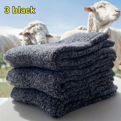 Set Of Three Thick Warm Winter Socks For Men Mid Calf 4