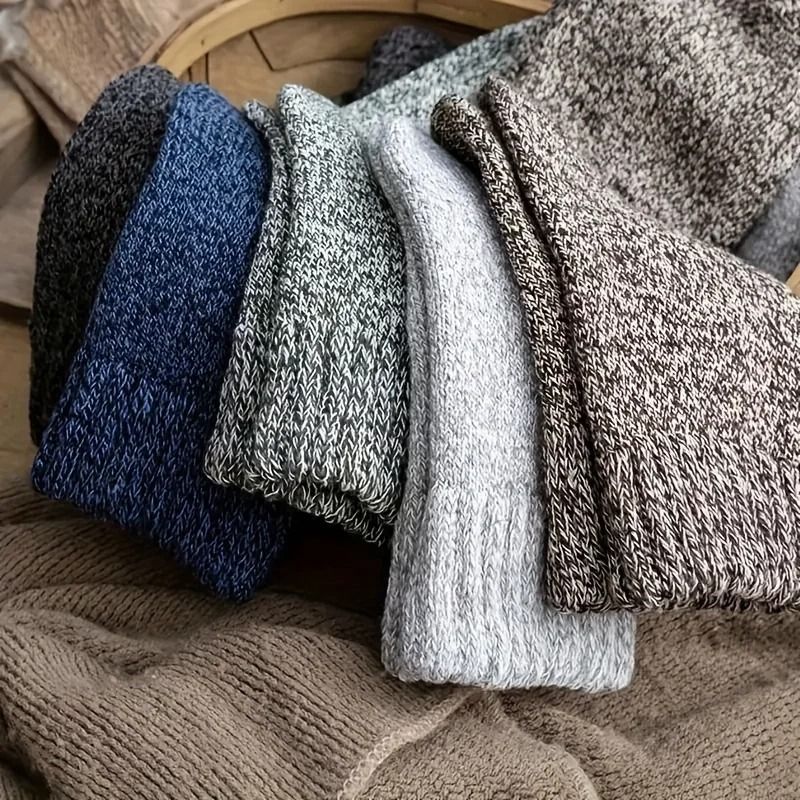 Set Of Three Thick Warm Winter Socks For Men Mid Calf 5