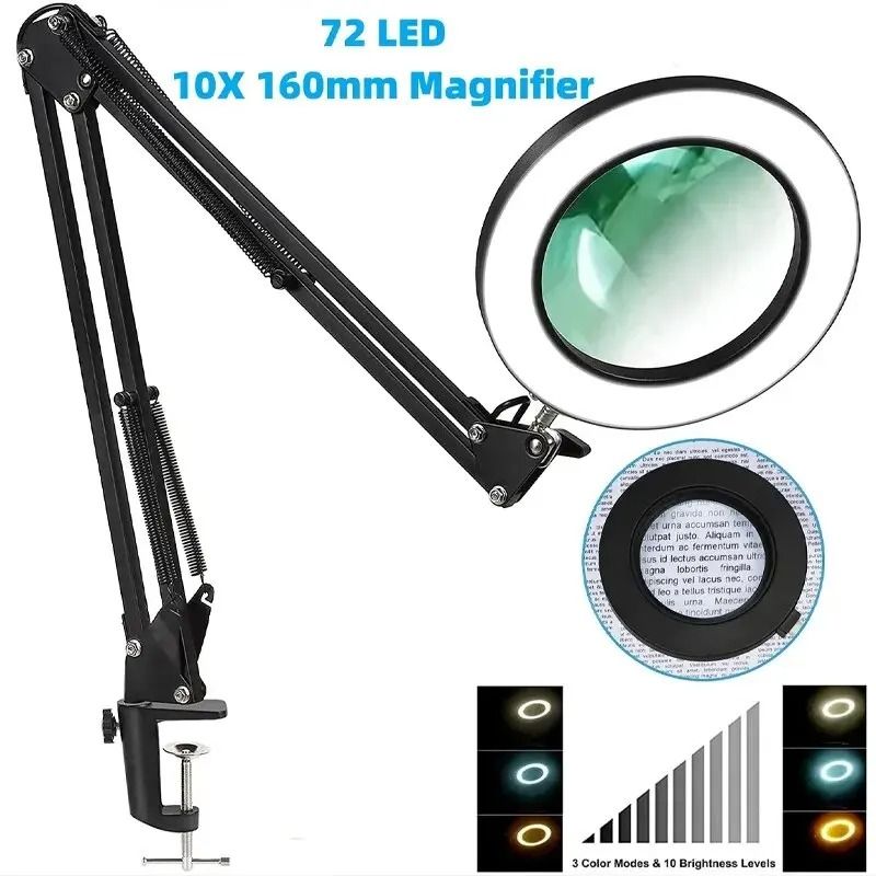 72LED Illuminated Magnifying Light with USB & Adjustable Arms