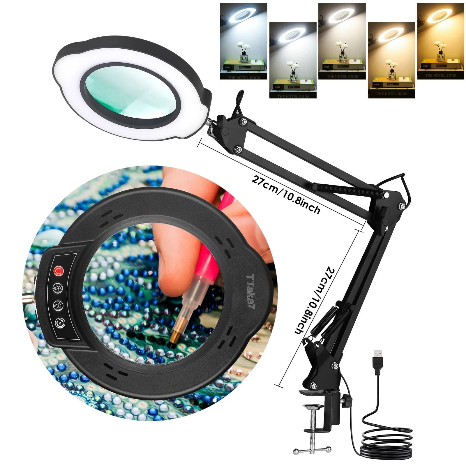 72LED Illuminated Magnifying Light With USB  Adjustable Arms 10