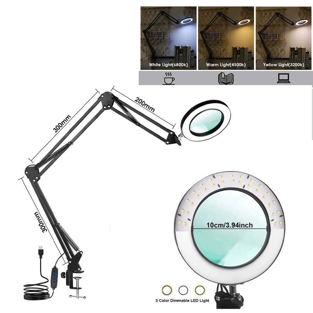 72LED Illuminated Magnifying Light With USB  Adjustable Arms 14