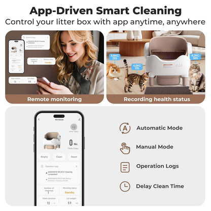 Smart SelfCleaning Litter Box  Automatic Cat Litter Box With APP Control  Large OdorFree Waste Bin 4