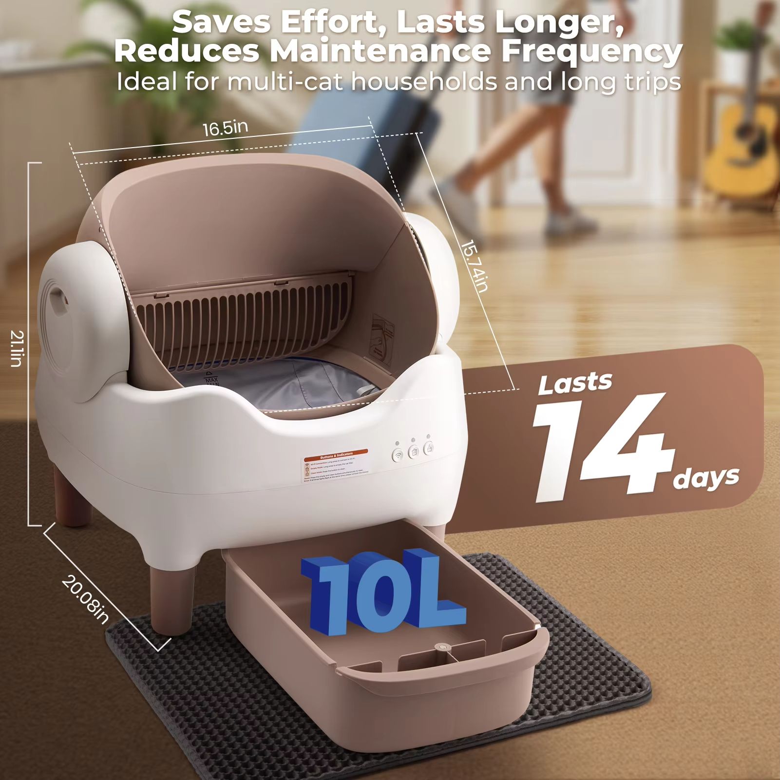 Smart SelfCleaning Litter Box  Automatic Cat Litter Box With APP Control  Large OdorFree Waste Bin 5
