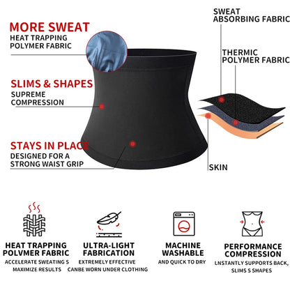 Fitness Sweat Trimmer Belt, Mens Abdomen Reducer, Belly Slimming Shapewear, Waist Trainer
