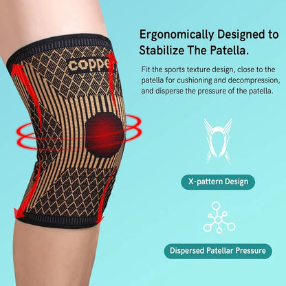 Compression Sleeve for Sports, Knee Pain Relief, Copper Knee Brace for Arthritis Pain, Copper Knee Sleeve for Knee Pain