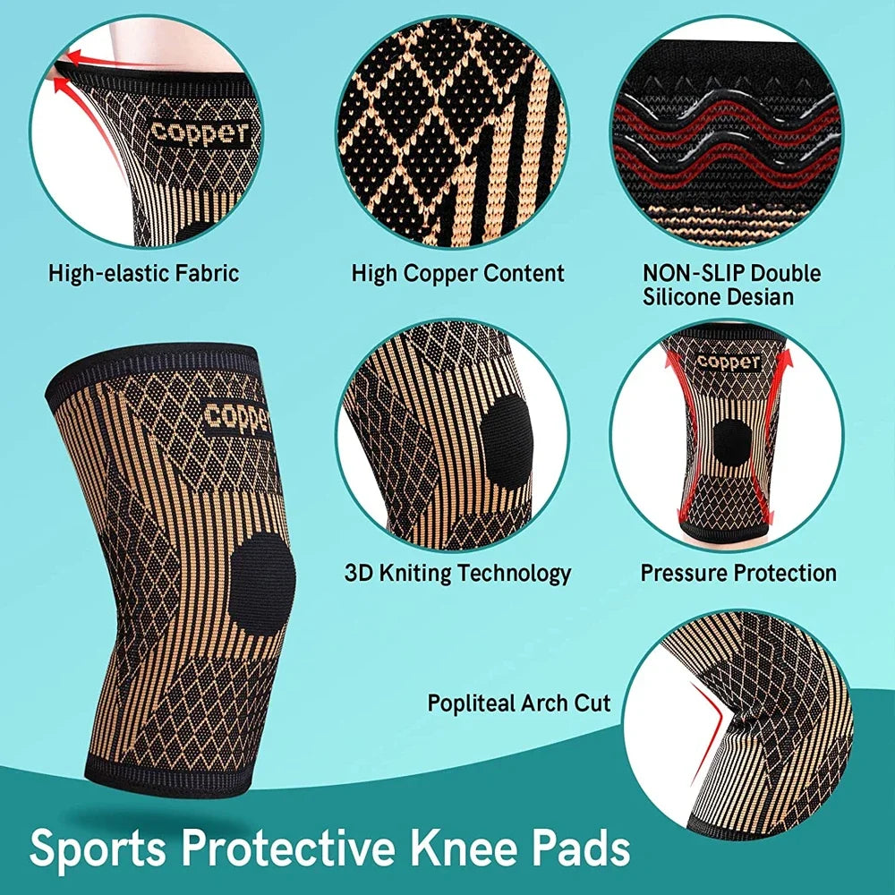 Compression Sleeve for Sports, Knee Pain Relief, Copper Knee Brace for Arthritis Pain, Copper Knee Sleeve for Knee Pain