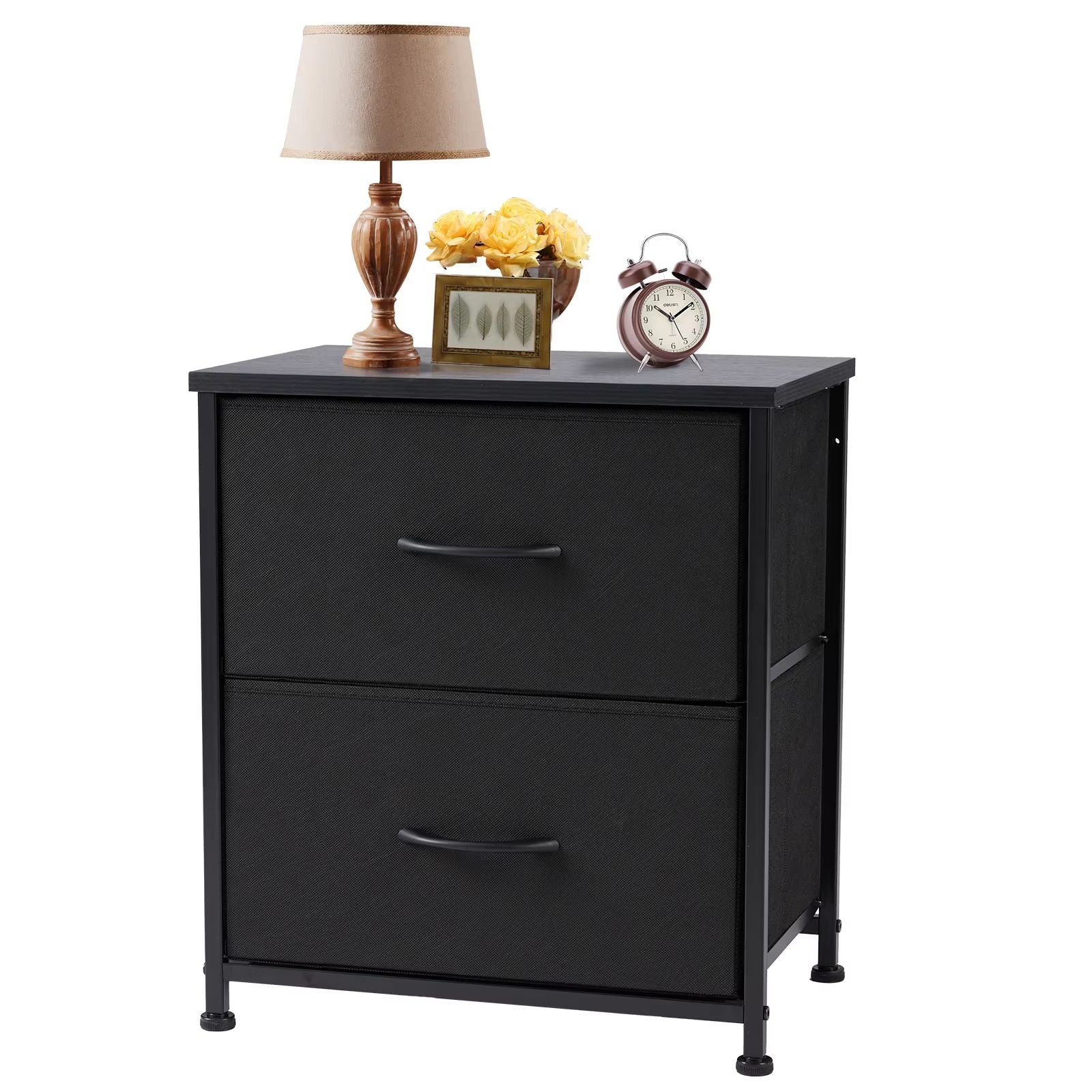 Fabric Drawer Nightstand  Bedside Storage Table With 2 Drawers For Bedroom Living Room  Office 3
