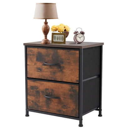 Fabric Drawer Nightstand  Bedside Storage Table With 2 Drawers For Bedroom Living Room  Office 10