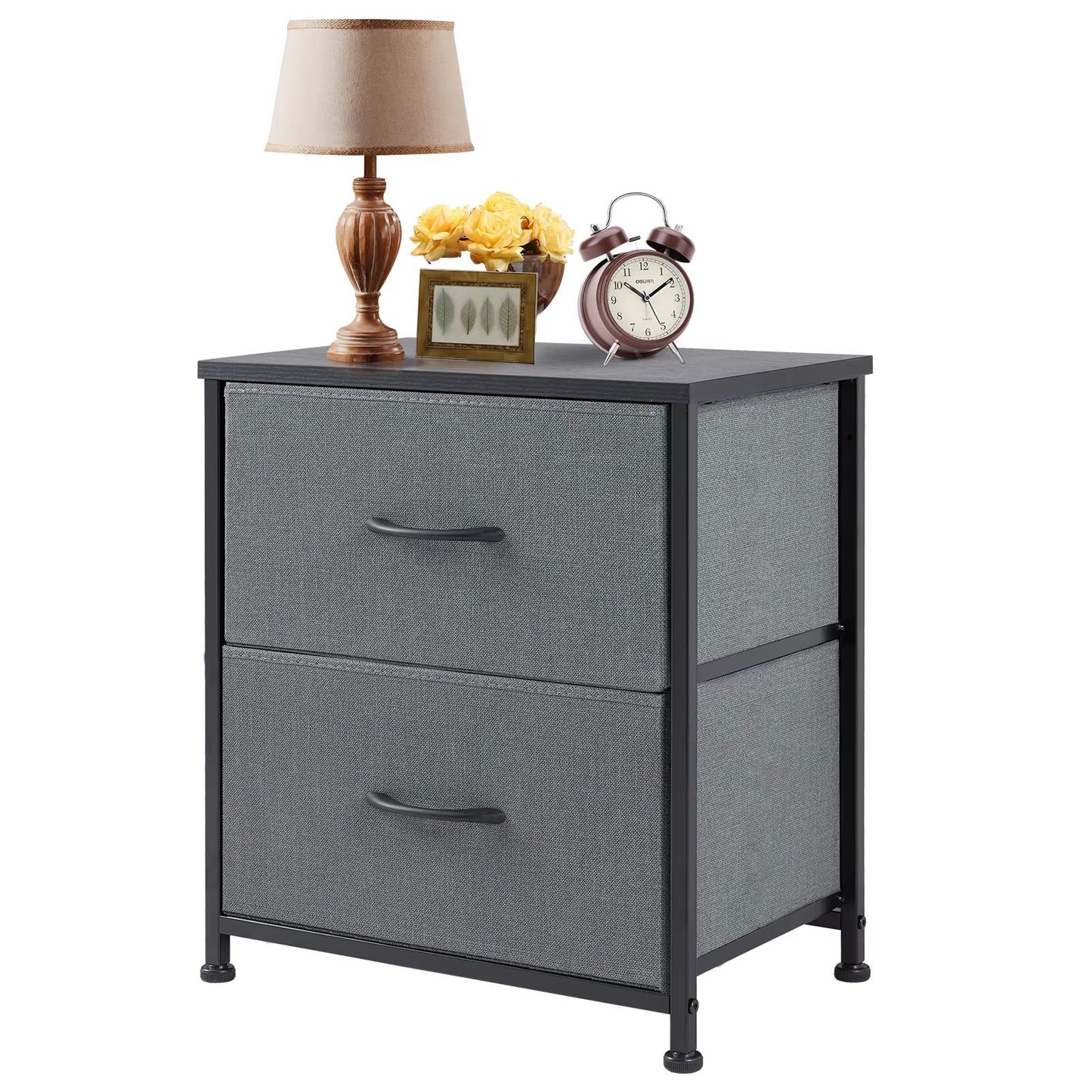 Fabric Drawer Nightstand  Bedside Storage Table With 2 Drawers For Bedroom Living Room  Office 6