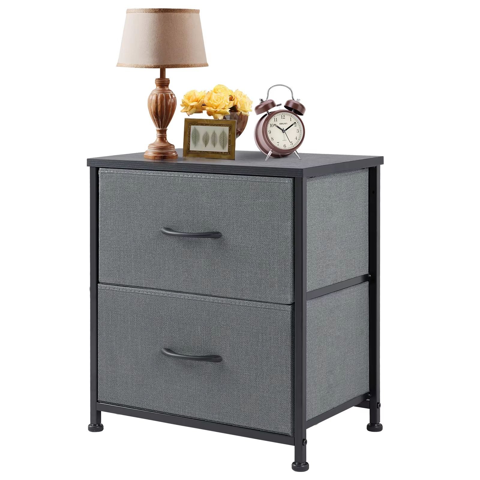 Fabric Drawer Nightstand  Bedside Storage Table With 2 Drawers For Bedroom Living Room  Office 6