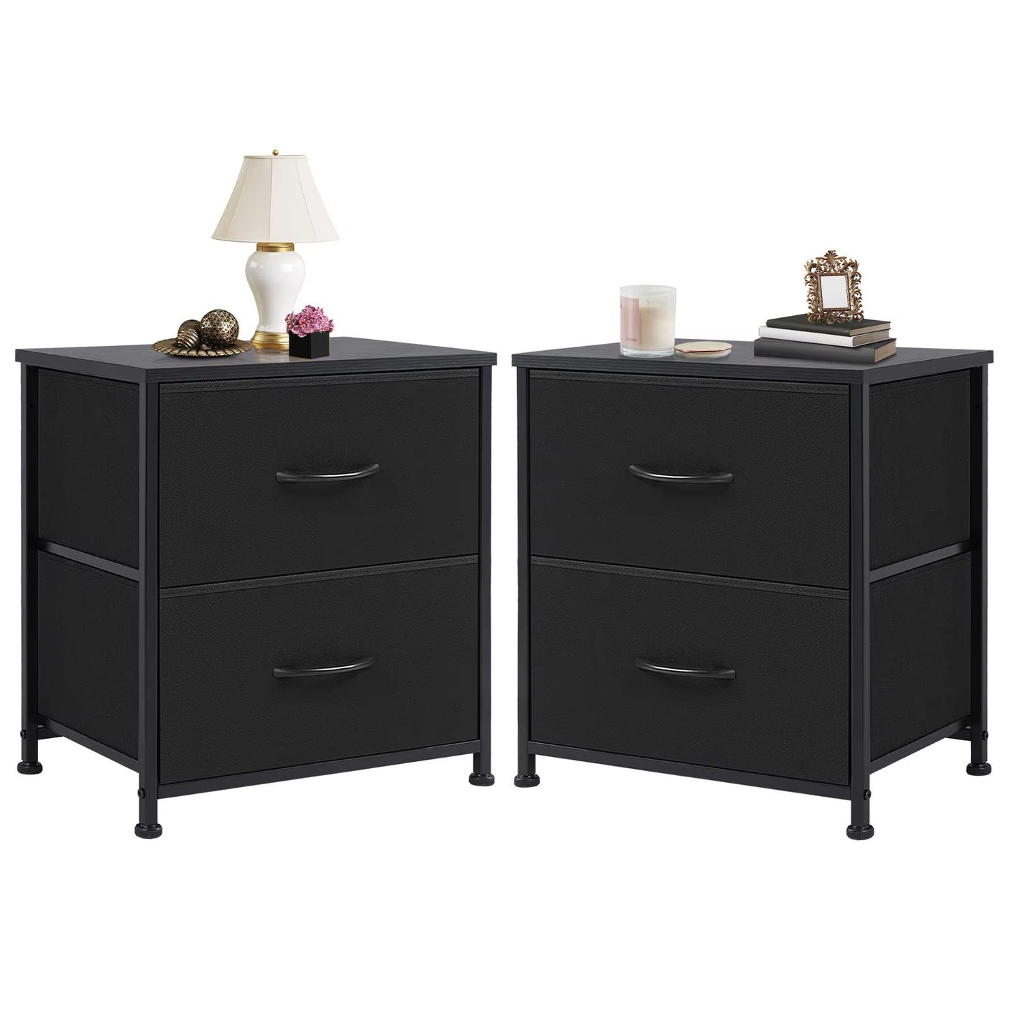 Fabric Drawer Nightstand  Bedside Storage Table With 2 Drawers For Bedroom Living Room  Office 8